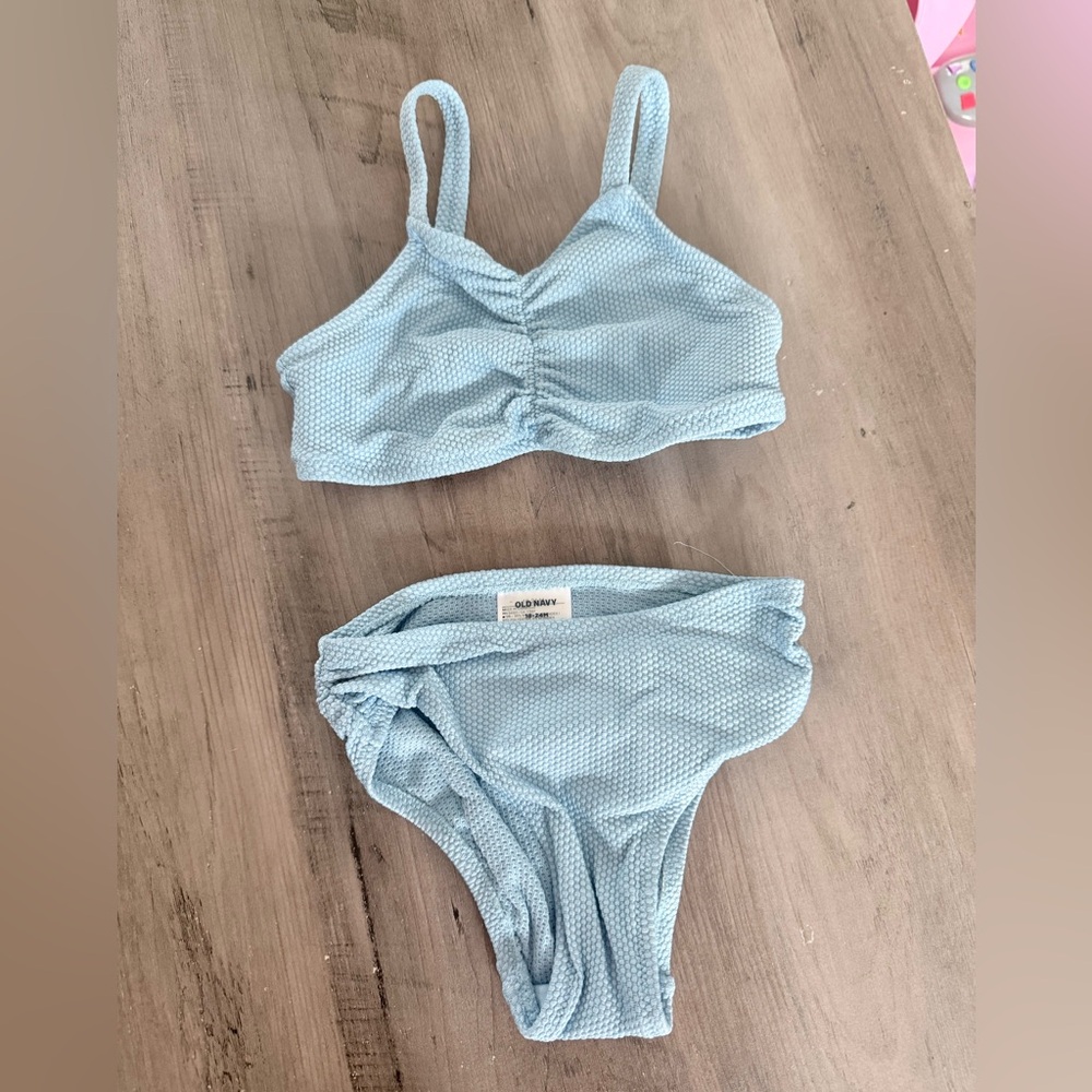 Old Navy Sky Blue Textured Bikini Set 12-18m